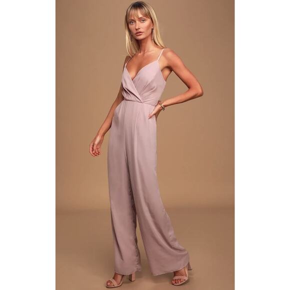 Lulus Women's Call For Me Dusty Lavender Faux Wrap Jumpsuit XSmall MSRP $79 - Picture 3 of 8